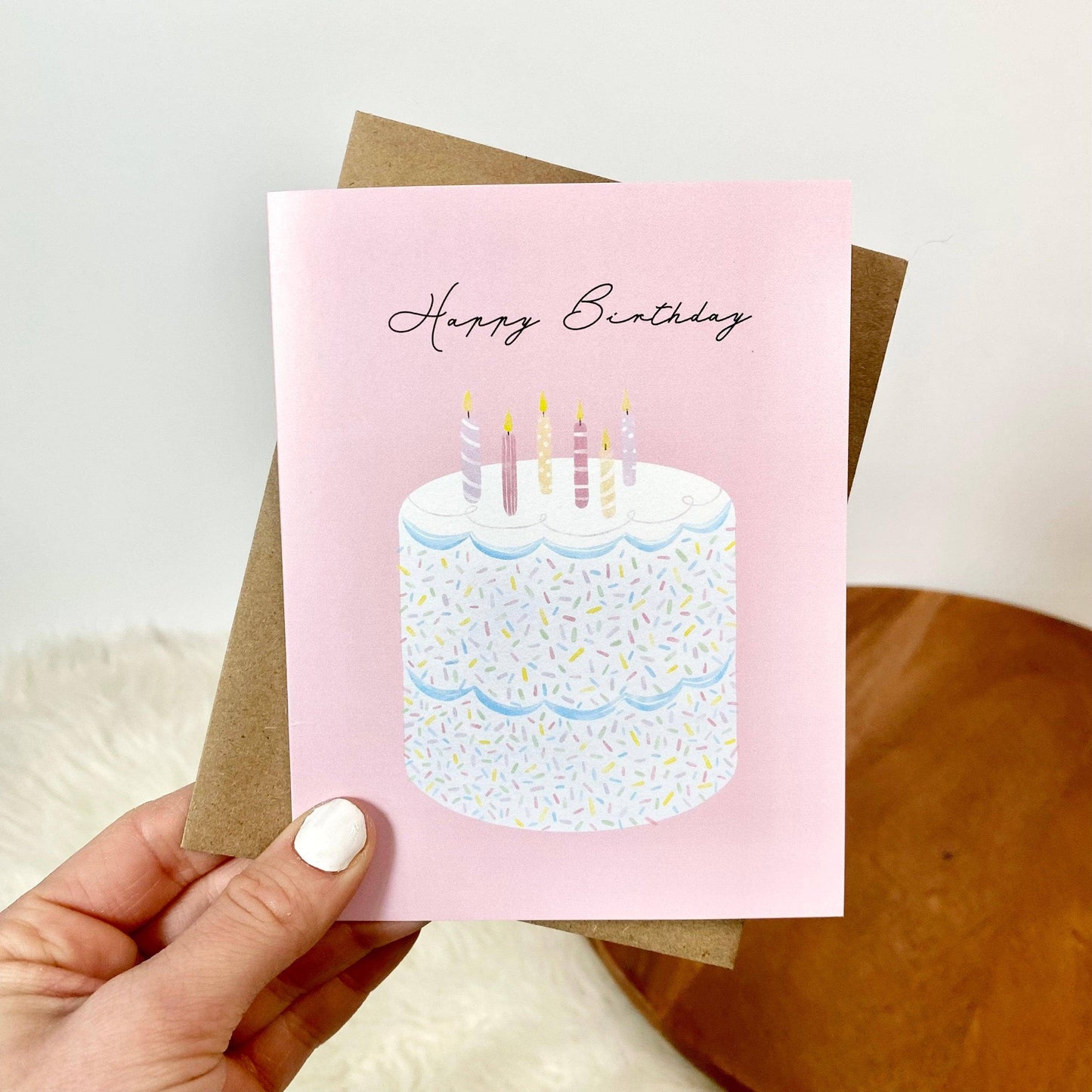 "Happy Birthday" Elegant Cake Card