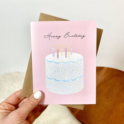 "Happy Birthday" Elegant Cake Card