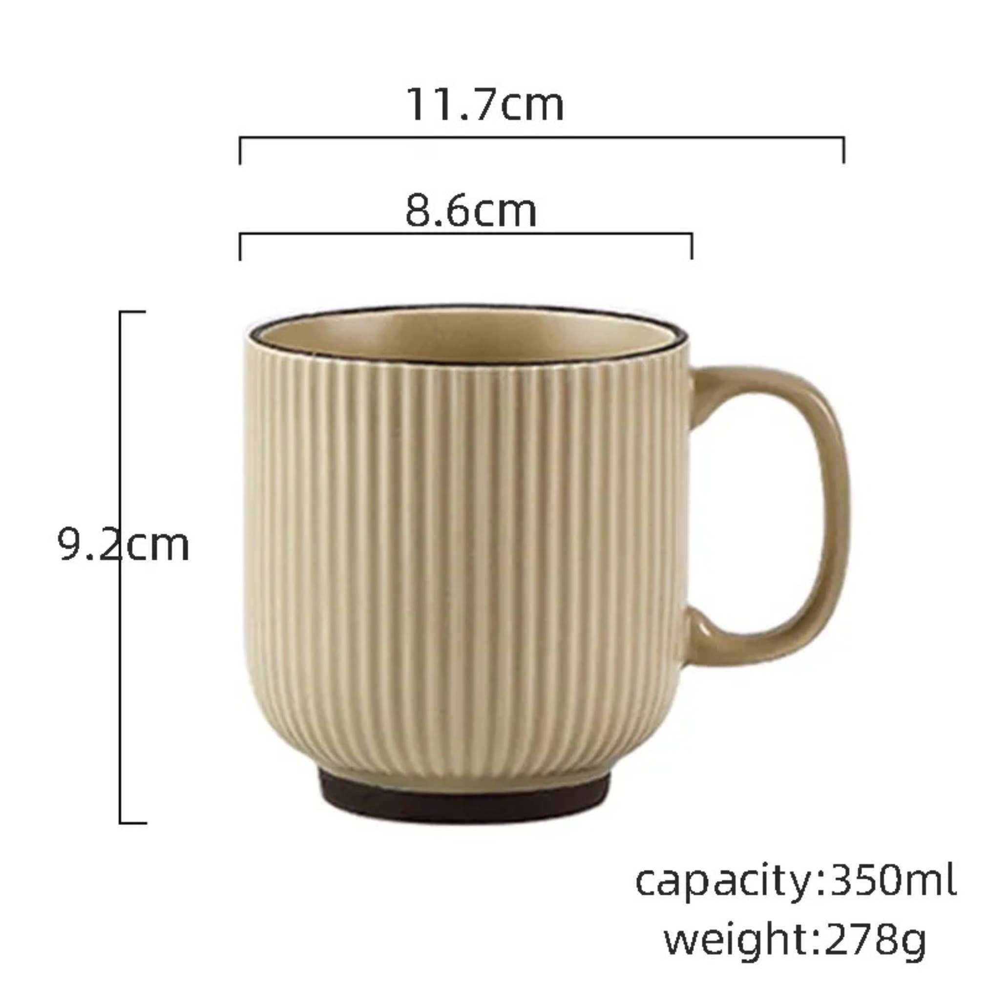 Coffee Mug with Striped Modern Vintage Nordic Style-12 oz : Green