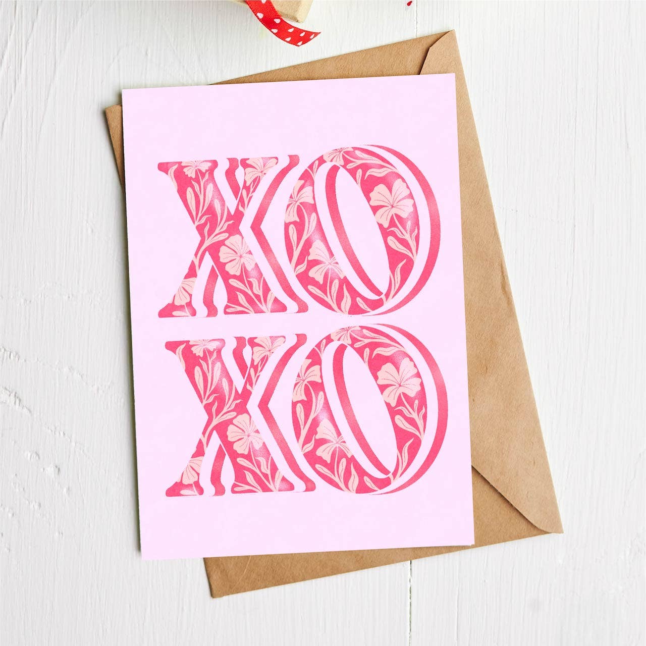 "XOXO" Pink Greeting Card