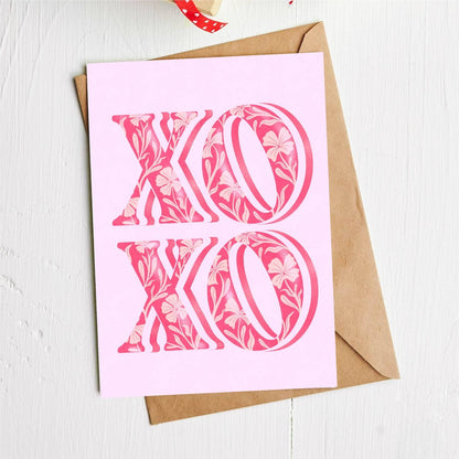 "XOXO" Pink Greeting Card