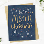 "Merry Christmas" Blue Snowflake Card