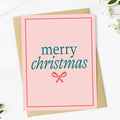 "Merry Christmas" Pink & Green Bow Card